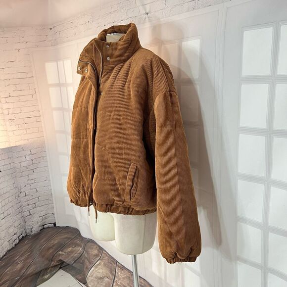 Fashion Nova NWT Camel High Neck Cover Your Tracks Puffer Jacket Size 2X - Picture 6 of 13